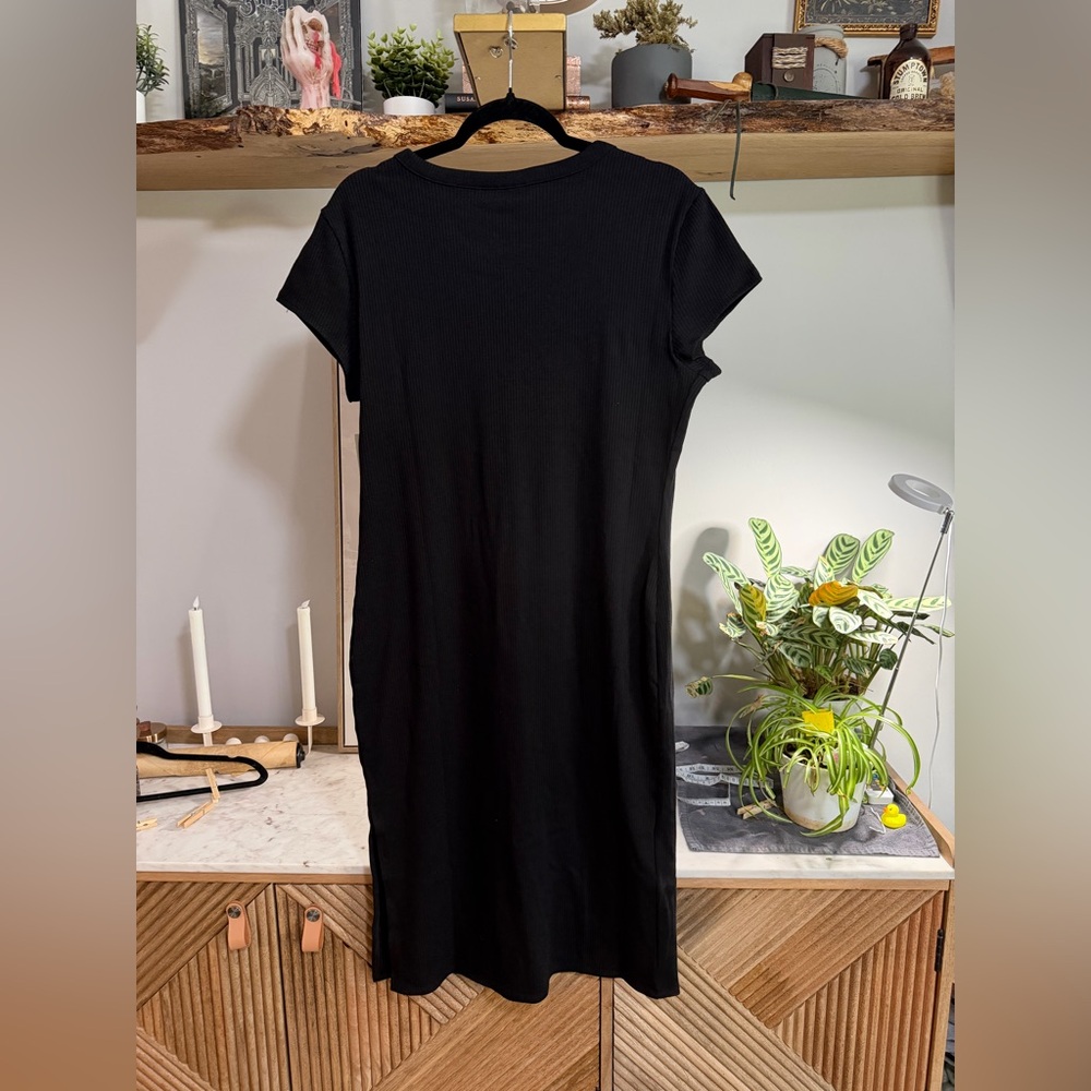 NWT No Boundaries Black Ribbed Short-Sleeve Casual Midi Dress XL - Picture 5 of 7